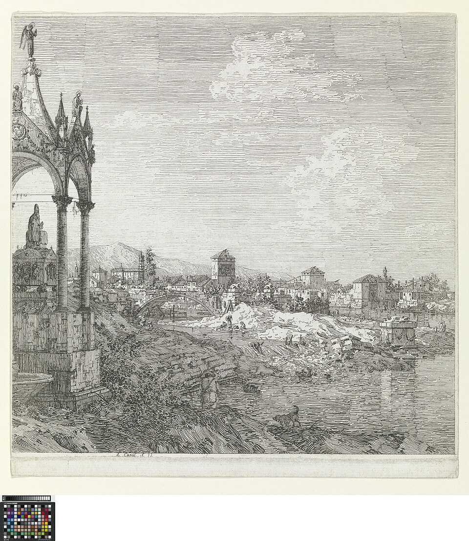 View of a town with a bishop's tomb