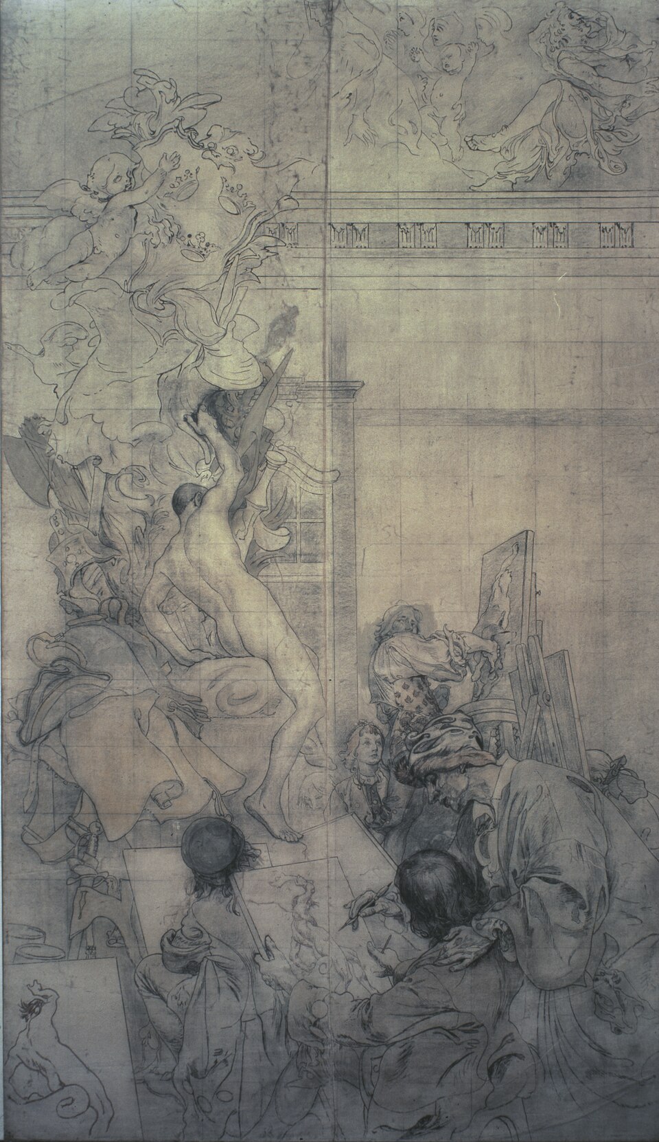 Cartoon for the Fresco in the Lower Hall of the NM. The Art Academy: Taraval's Drawing School