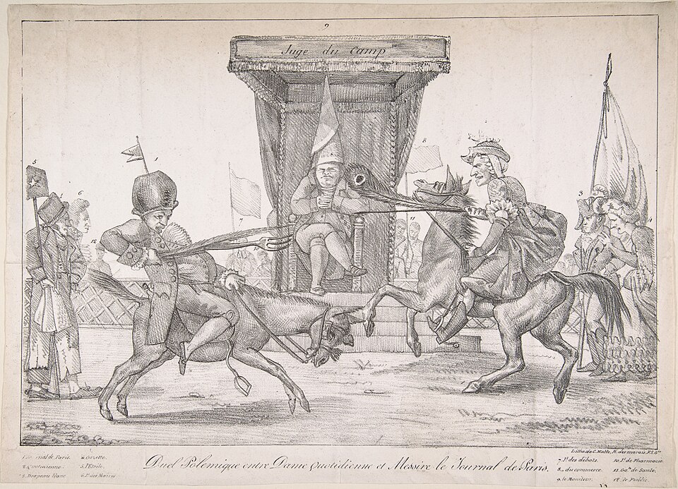 Polemical Duel between Lady Quotidienne and Sir Journal de Paris