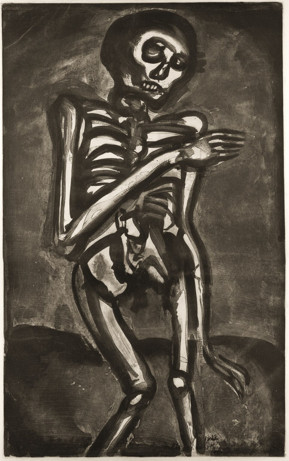 La mort l'a pris comme il' sortait du lit d'orties  (Death took him as he rose from his bed of nettles), Plate no. 45 from the series, Miserere