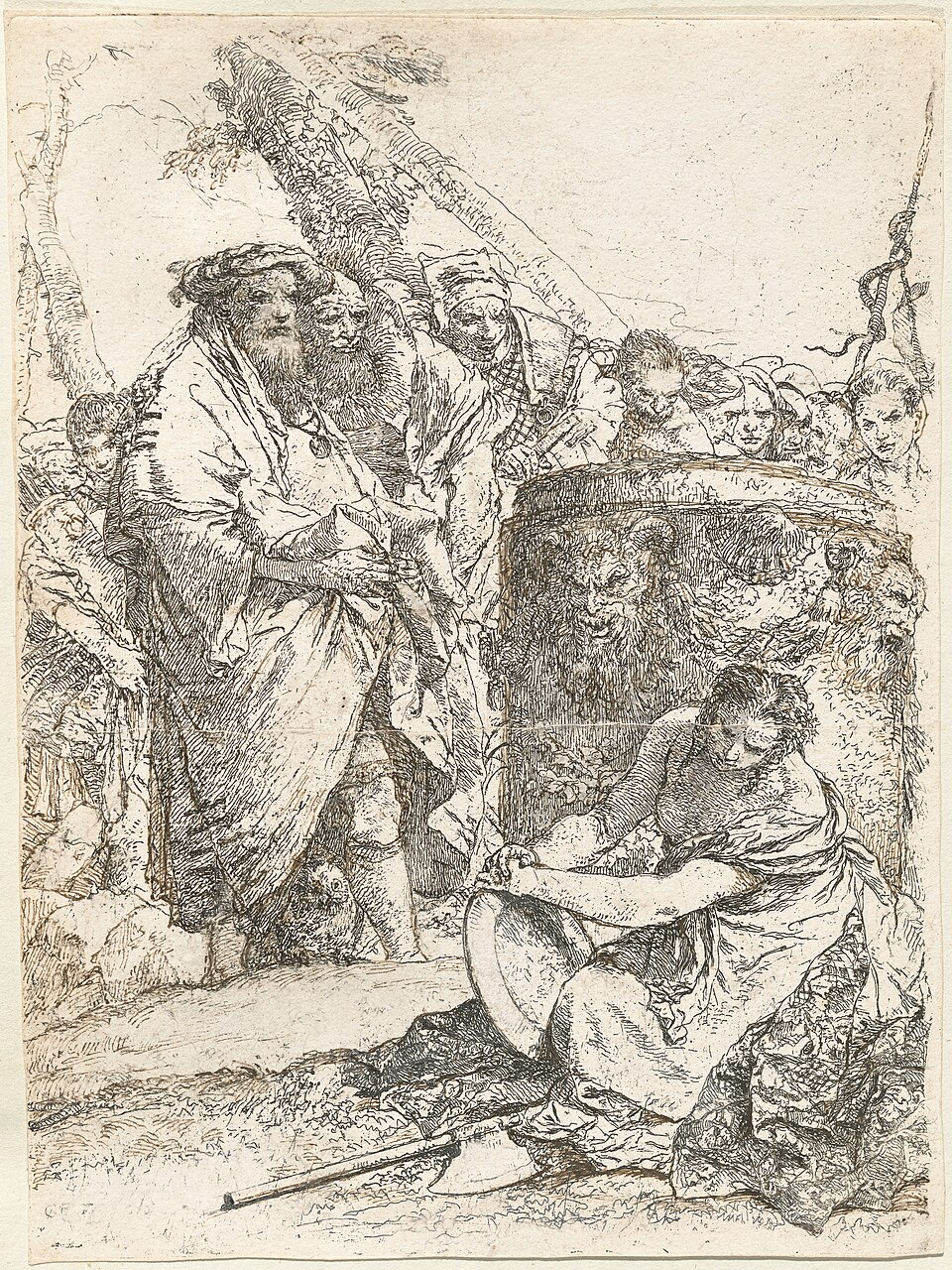 Magician and Other Figures before a Burning Altar with Skull and Bones