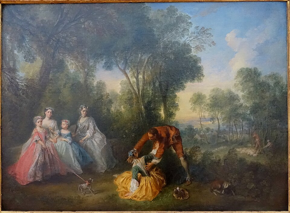 Group Portrait in a Landscape with Amorous Couple