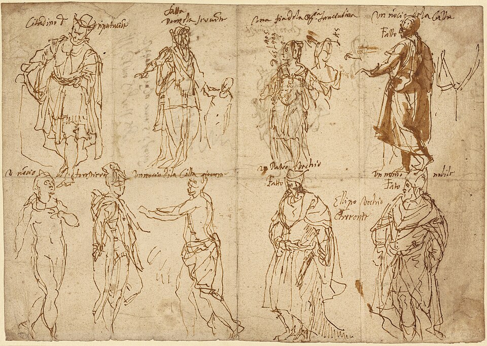 Costume Studies for Sophocles' "Oedipus Tyrannus" (recto); Costume Studies for Sophocles' "Oedipus Tyrannus" (verso)