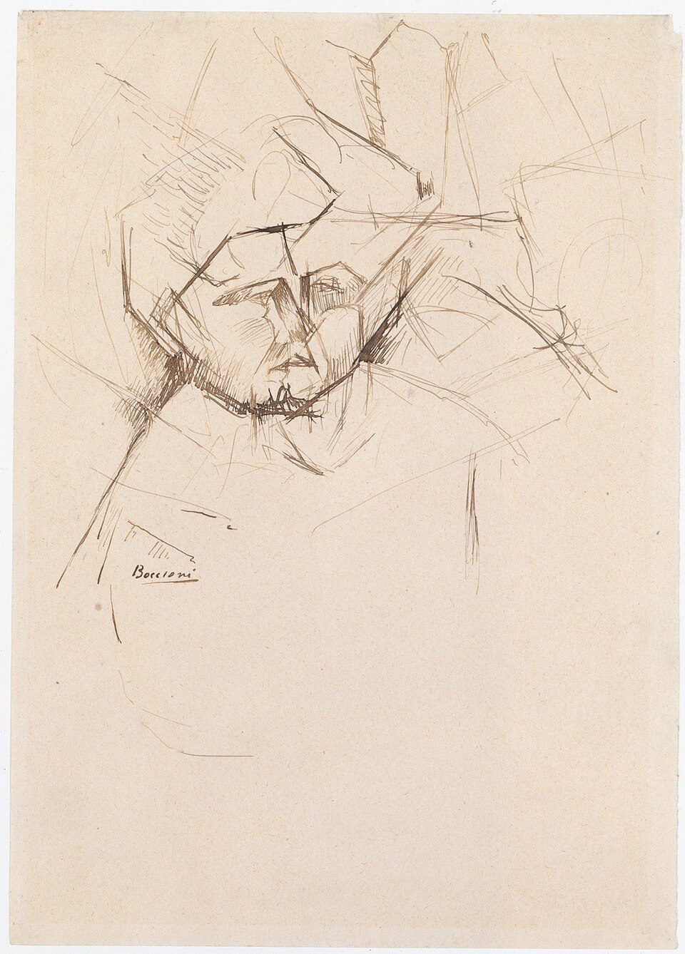 Analytical Study of a Woman's Head Against Buildings