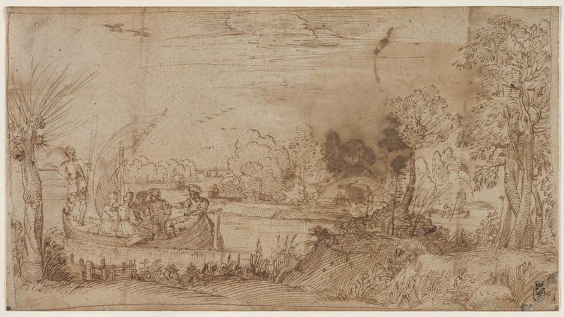 River Landscape with Boats