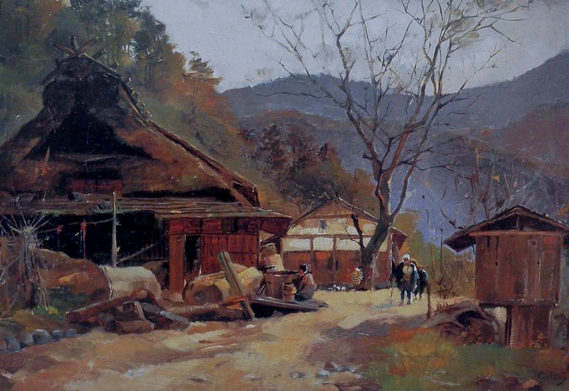 小丹波村 浅井忠筆