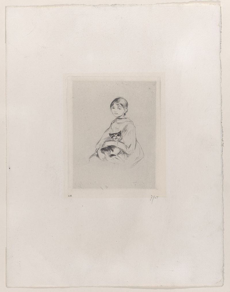 Young Girl with a Cat, after a portrait of Julie Manet by Renoir