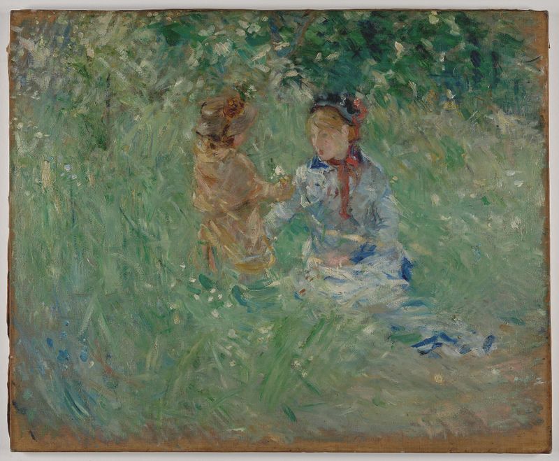 Woman and Child in a Meadow at Bougival