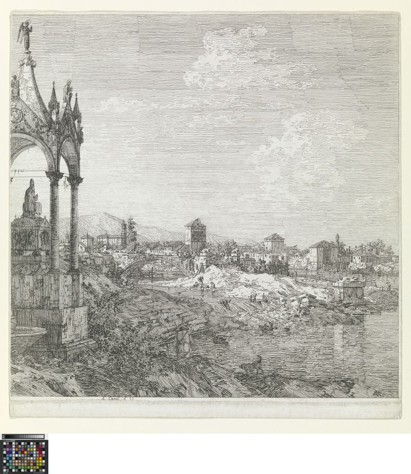 View of a town with a bishop's tomb
