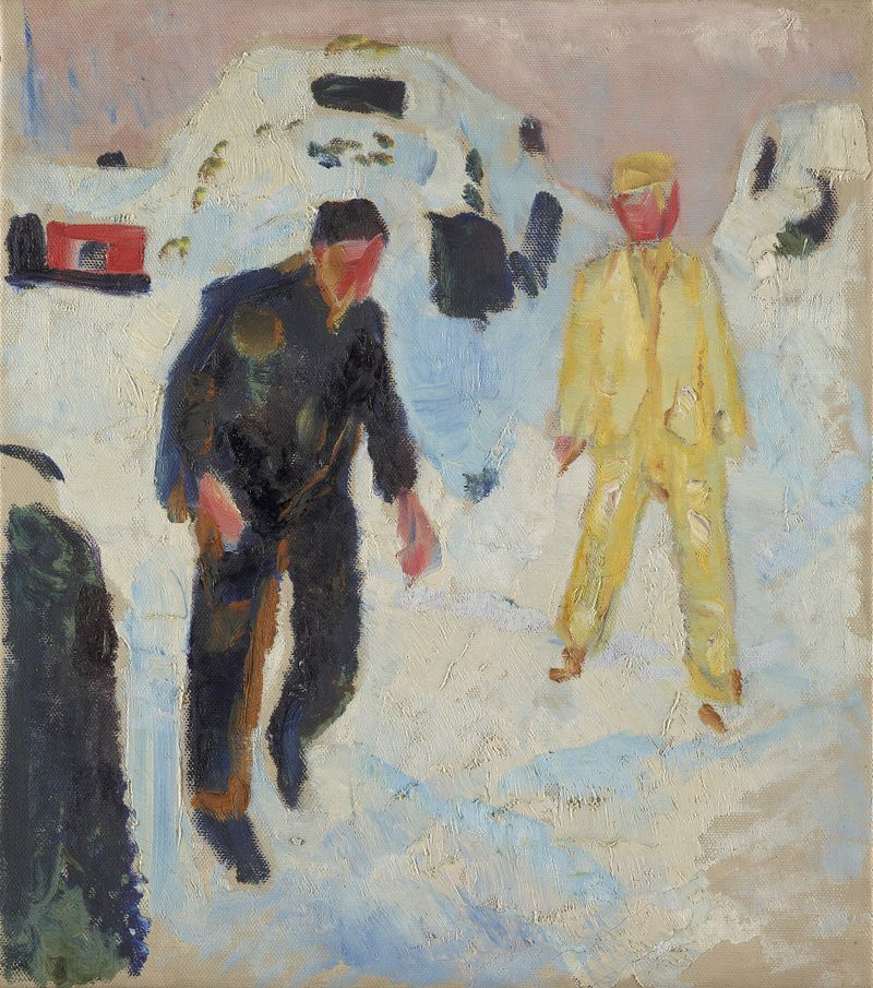 Black and Yellow Man in Snow