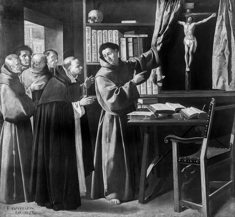 Saint Bonaventure and Saint Thomas Aquinas in Front of the Crucifix