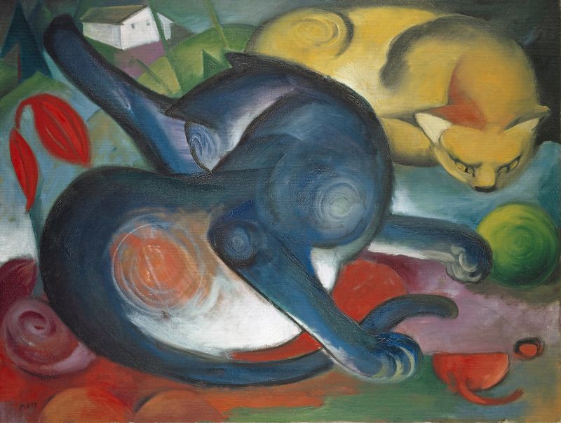 Two Cats, Blue and Yellow