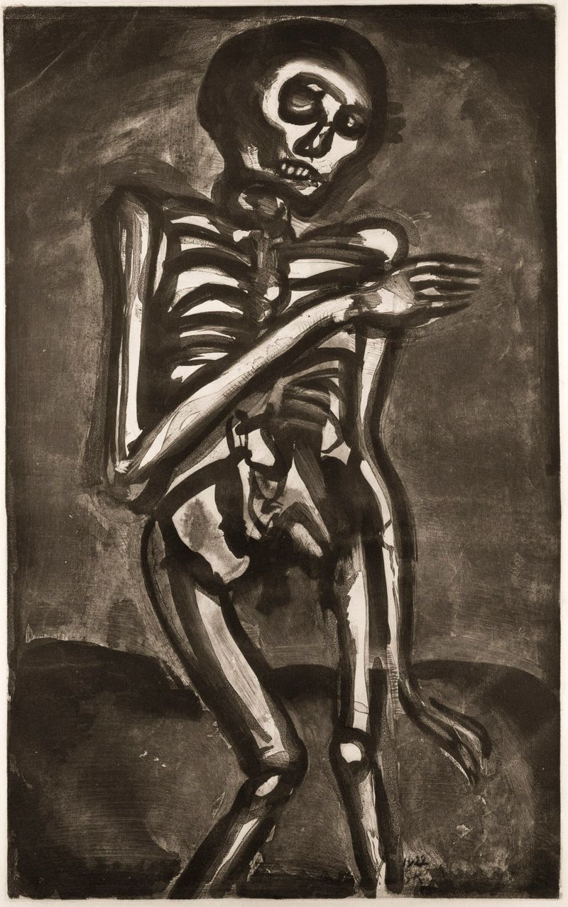 La mort l'a pris comme il' sortait du lit d'orties  (Death took him as he rose from his bed of nettles), Plate no. 45 from the series, Miserere