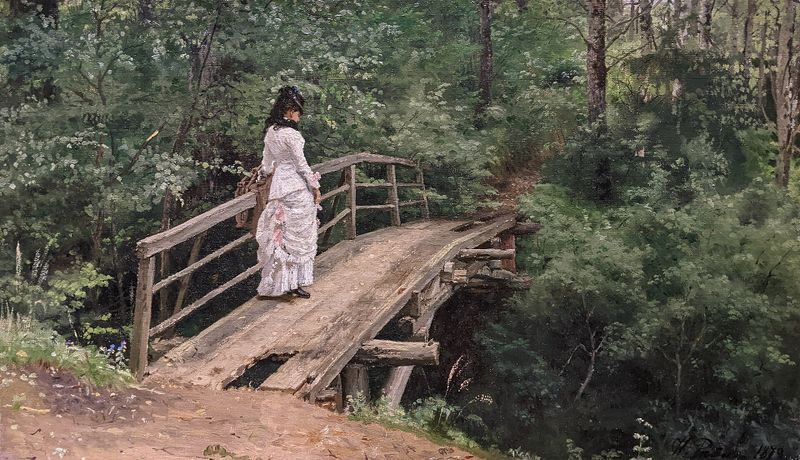 Summer landscape (Vera Alekseyevna Repina on a bridge in Abramtsevo)