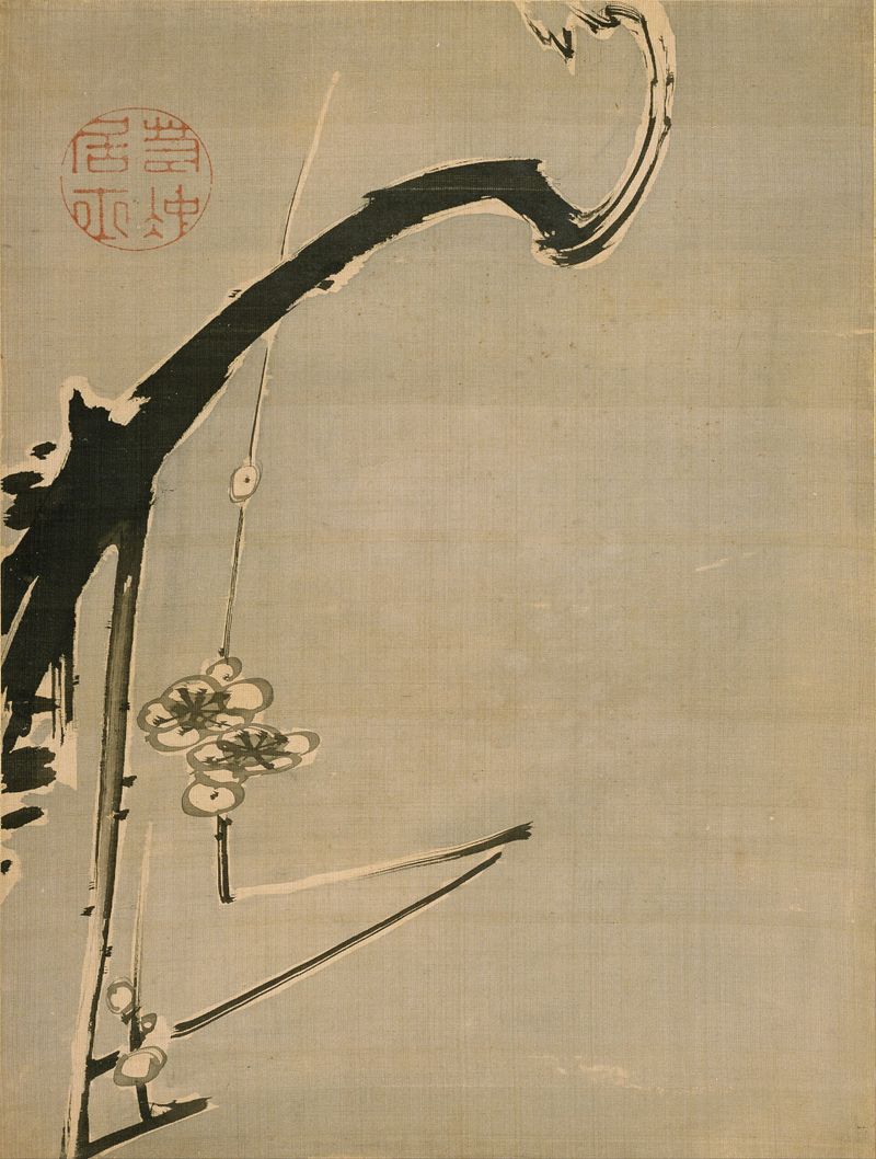 墨梅図(『棲鸞園画帖』のうち）