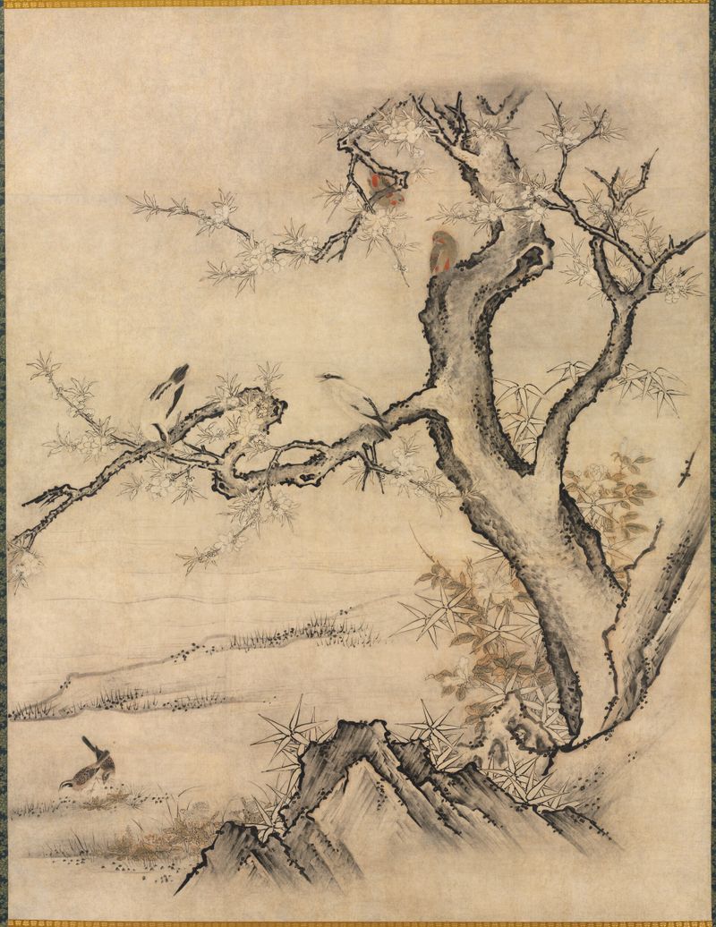 Flowers and Birds in a Spring Landscape