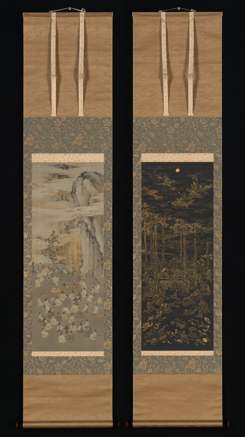 Luring the Sun Goddess Amaterasu Out of a Cave; Death of the Historical Buddha (Nehan-zu)