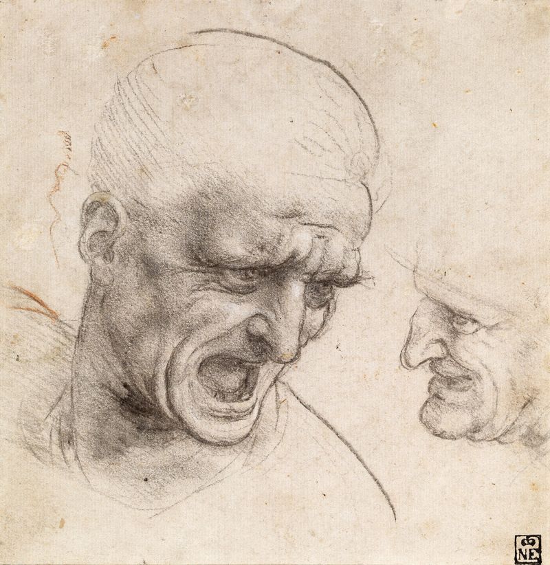 Study of the Heads of Two Soldiers