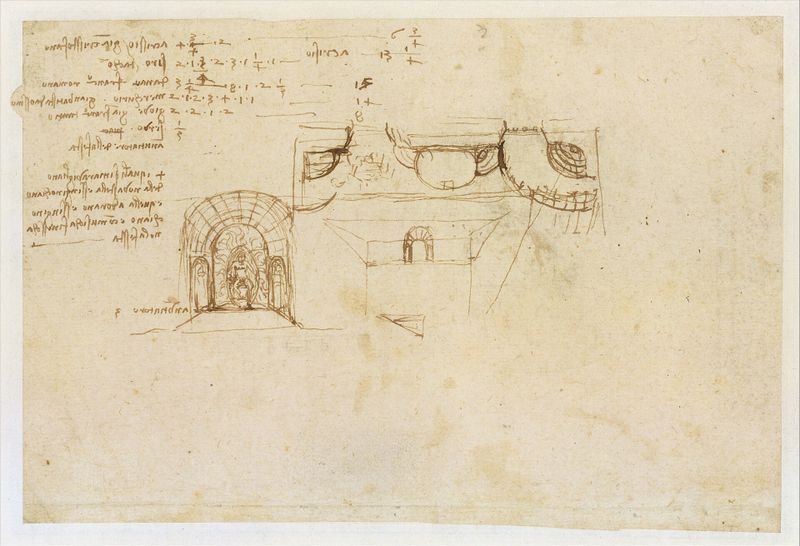 Allegory on the Fidelity of the Lizard (recto); Design for a Stage Setting (verso)
