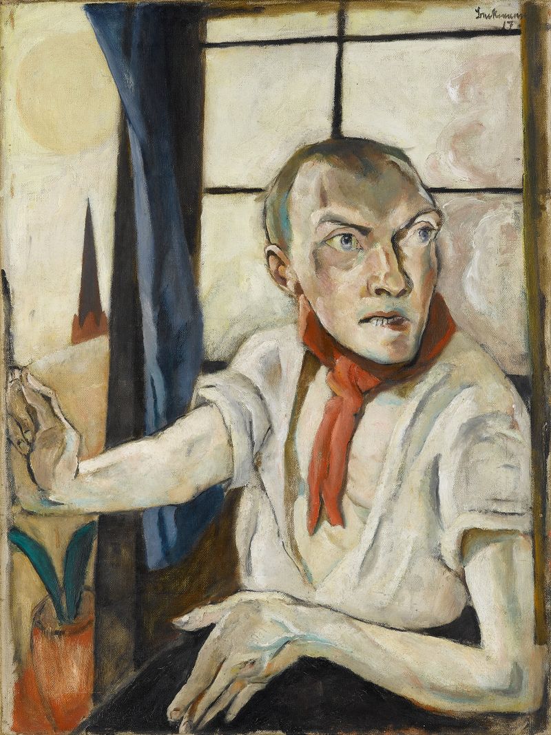 Self-Portrait with Red Scarf
