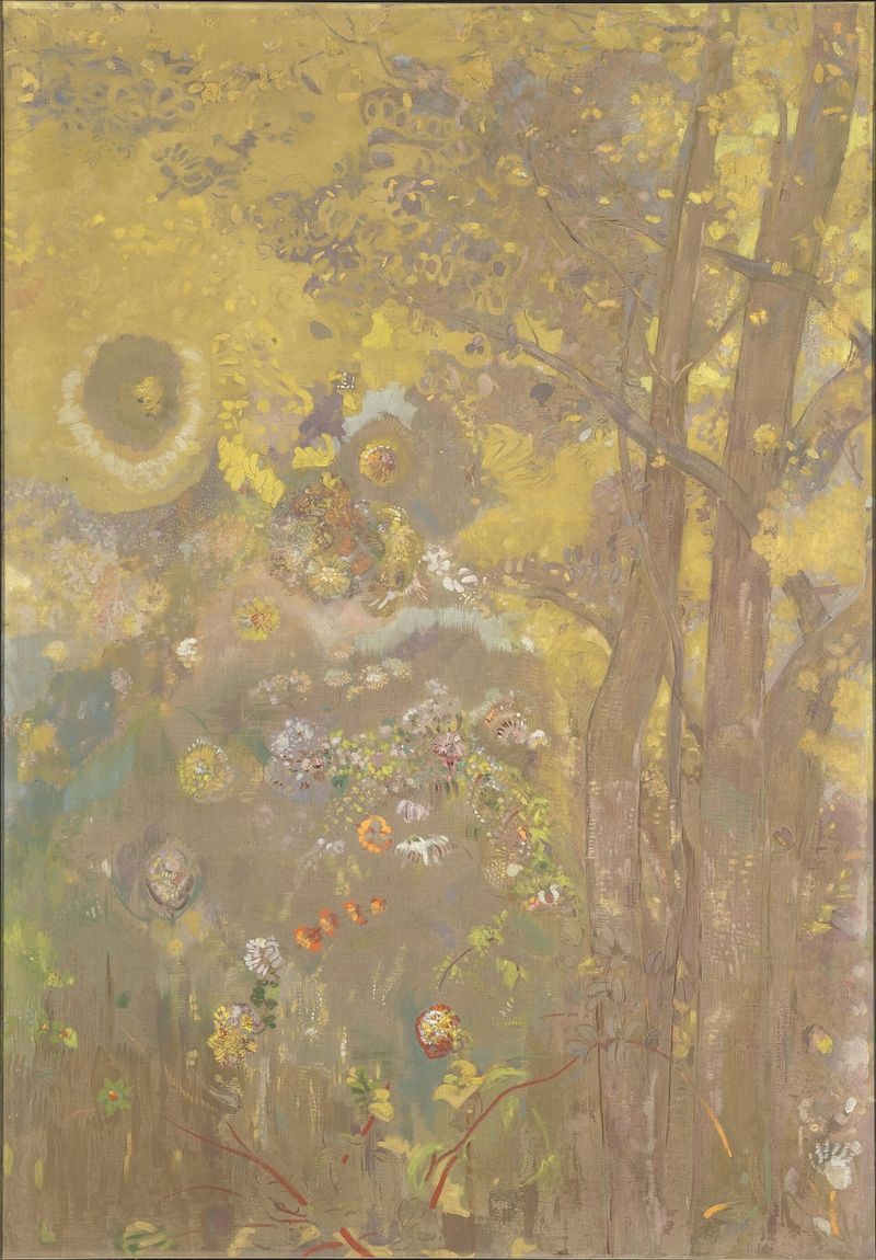 Arbres sur un fond jaune