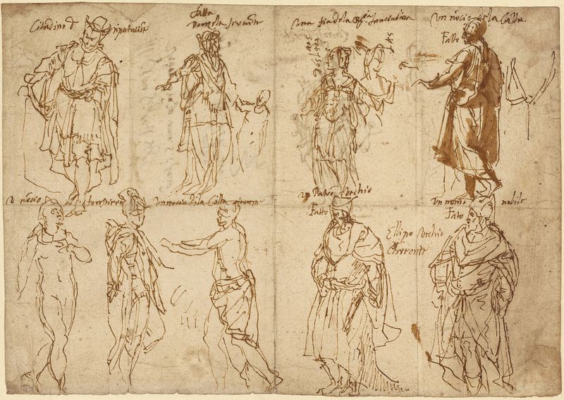Costume Studies for Sophocles' "Oedipus Tyrannus" (recto); Costume Studies for Sophocles' "Oedipus Tyrannus" (verso)
