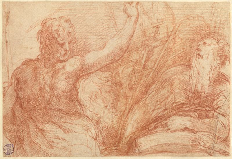Studies of Saints John the Baptist and Jerome, a Crucifix, and Various Heads (recto); Studies of the Christ Child, a Crucifix, a