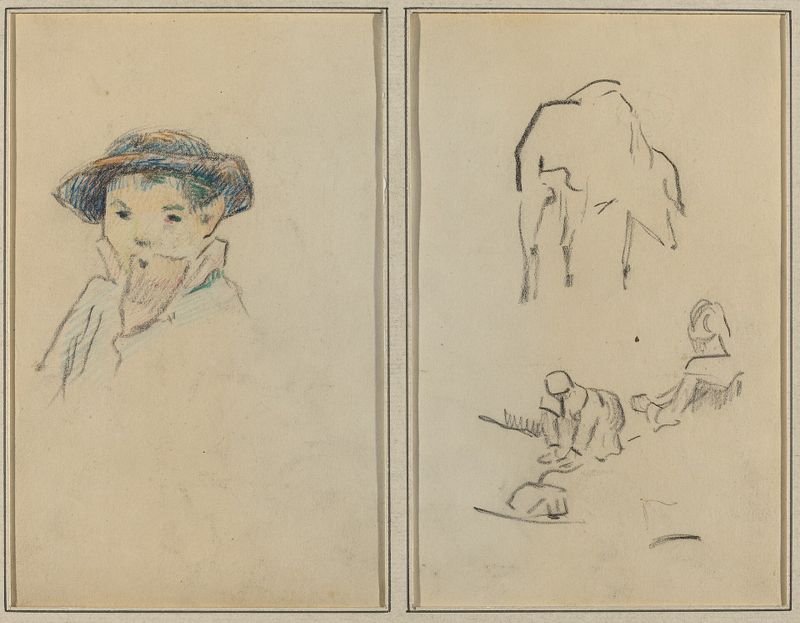 Little Breton Boy; A Pig and a Washerwoman [recto]