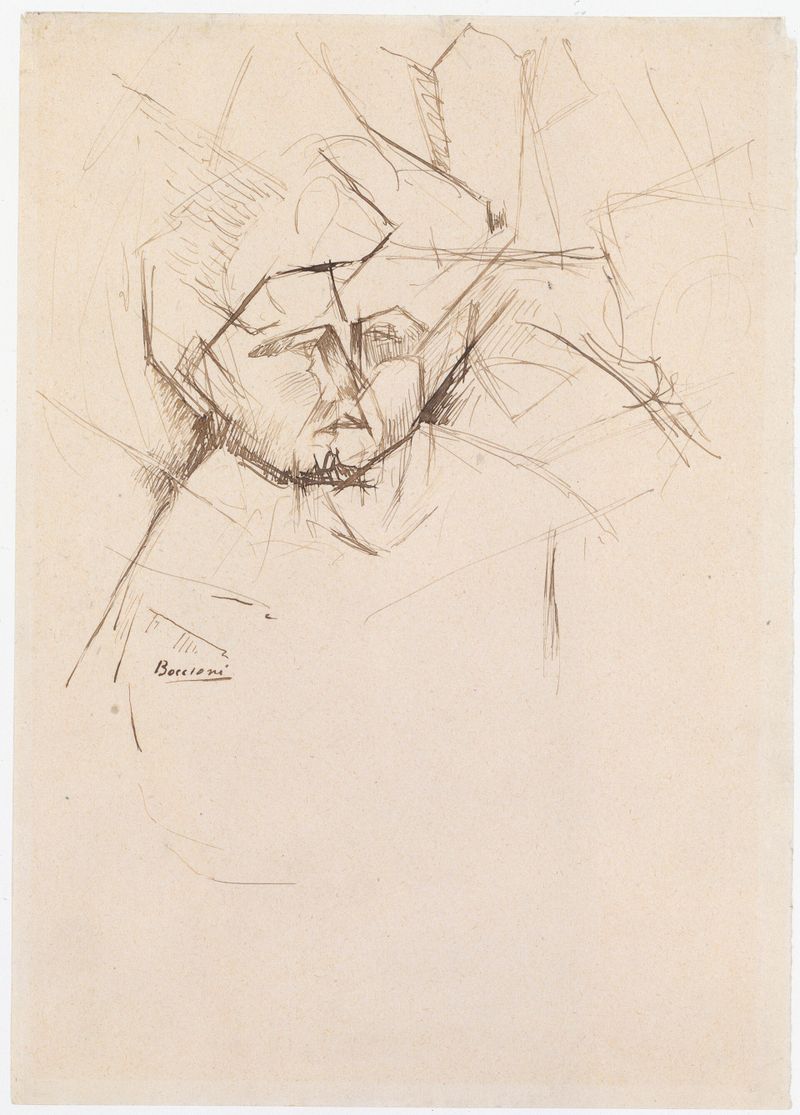 Analytical Study of a Woman's Head Against Buildings