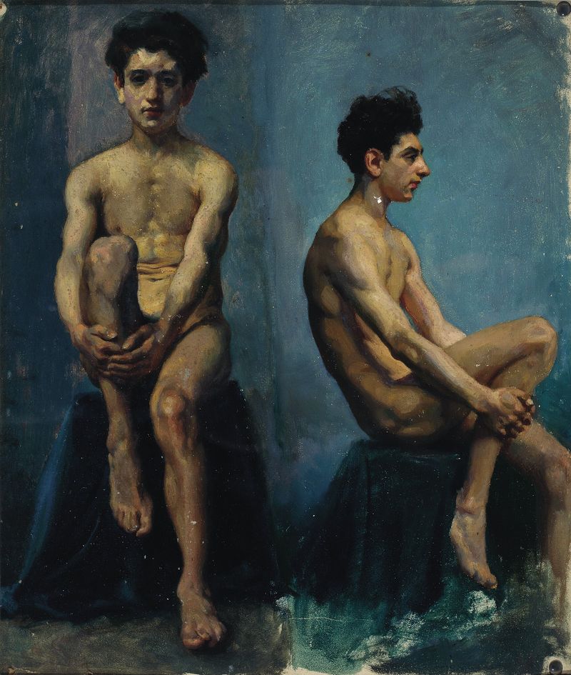 Sketch of a Man from the Front and the Side